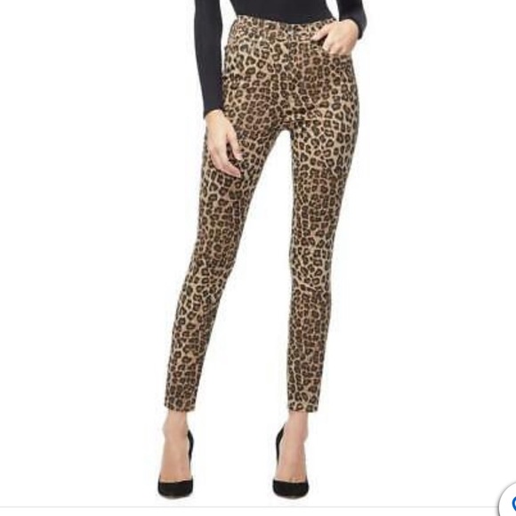 Good American Good Waist Leopard Print Skinny Jeans Ankle - Picture 3 of 10